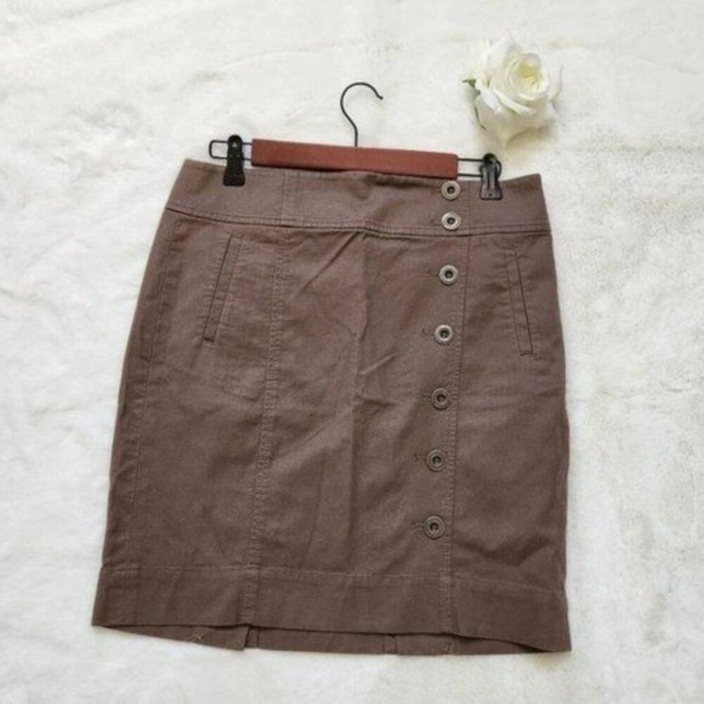Ann Tylor Loft Brown Side Button Mini Skirt, size 4 - Picture 8 of 16